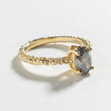 MESA OVAL ENGAGEMENT RING | 14K GOLD | SALT & PEPPER DIAMOND