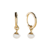 MINI PEARL CHARM HOOPS | 14K GOLD