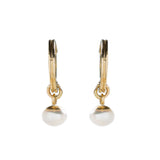 MINI PEARL CHARM HOOPS | 14K GOLD