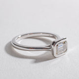 BEZEL EAST WEST SOLITAIRE ENGAGEMENT RING | 14K GOLD & LAB DIAMONDS
