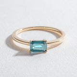 SOLITAIRE EAST WEST RING | 14K GOLD & AQUAMARINE