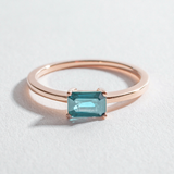 SOLITAIRE EAST WEST RING | 14K GOLD & AQUAMARINE