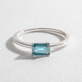 SOLITAIRE EAST WEST RING | 14K GOLD & AQUAMARINE