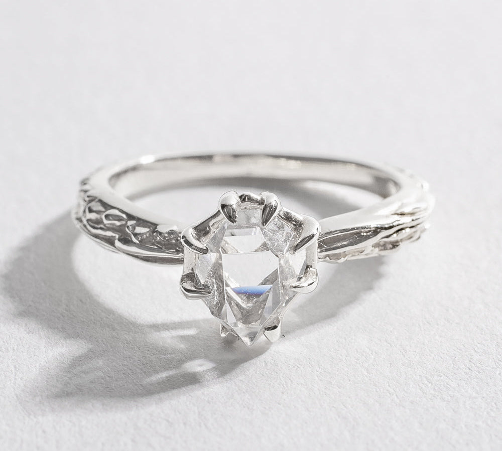 MATRIX SOLITAIRE ENGAGEMENT RING | 14K GOLD & HERKIMER