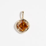 CUSHION-CUT AMBER DIAMOND CHARM | 14K YELLOW GOLD