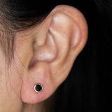 BEZEL SET ROSE CUT BLACK DIAMOND STUDS | 14K