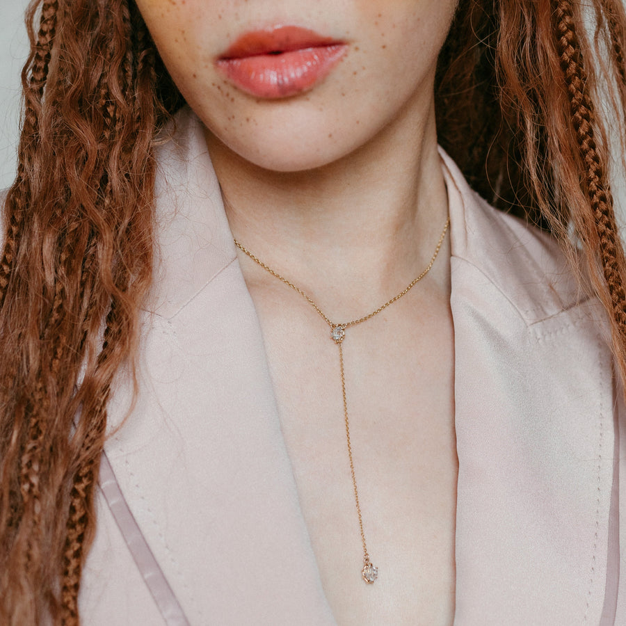 HERKIMER IN THE ROUGH LARIAT NECKLACE | HERKIMER