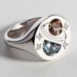 SATURN, MOON, & STARS SIGNET RING