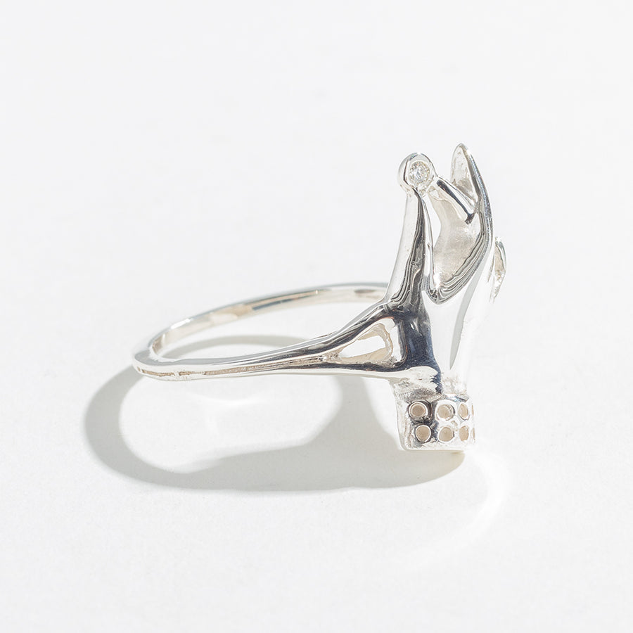 DAINTY DIAMOND HAND RING | STERLING SILVER