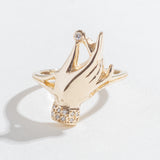 SAMPLE SALE | DAINTY DIAMOND HAND RING | 14K GOLD | SIZE 6