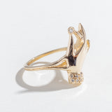 SAMPLE SALE | DAINTY DIAMOND HAND RING | 14K GOLD | SIZE 6