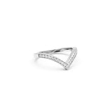 PAVE CHEVRON STACKING RING | 14K GOLD & WHITE DIAMOND