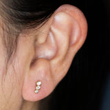 BEZEL SET THREE STONE STUDS | 14K | NATURAL DIAMOND