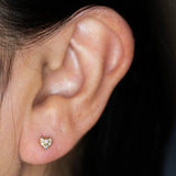 NATURAL DIAMOND HEART STUDS | 14K GOLD