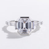 RADIANT CUT & BAGUETTE ENGAGEMENT RING | 14K GOLD & DIAMOND