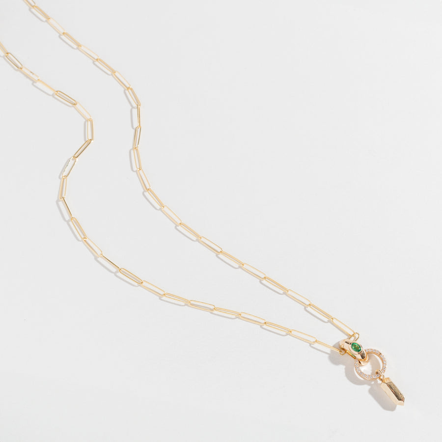 TOTEM EMERALD NECKLACE | 14K GOLD WITH EMERALD & DIAMONDS