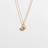 MINI EVIL EYE NECKLACE | 14K GOLD | BLUE SAPPHIRE & WHITE DIAMOND