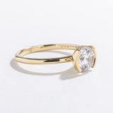 HALF BEZEL ENGAGEMENT RING WITH HIDDEN HALO | 14K GOLD & DIAMOND