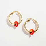 INNER FIRE HOOPS | 10K GOLD & CARNELIAN