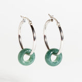 GREEN JADE DONUT HOOPS | SILVER