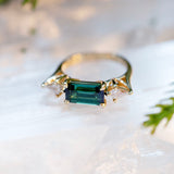 EMERALD CUT MAINE TOURMALINE RING