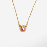 ONE-OF-A-KIND MATRIX HALO NECKLACE | 14K GOLD & PINK SAPPHIRE
