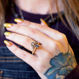 MESA OVAL ENGAGEMENT RING | 14K GOLD | SALT & PEPPER DIAMOND