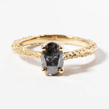 MESA OVAL ENGAGEMENT RING | 14K GOLD | SALT & PEPPER DIAMOND