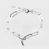 PAPERCLIP BRACELET WITH CRYSTAL NUGGET CHARM