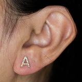 PAVÉ "A" INITIAL STUD | 14K | NATURAL DIAMOND