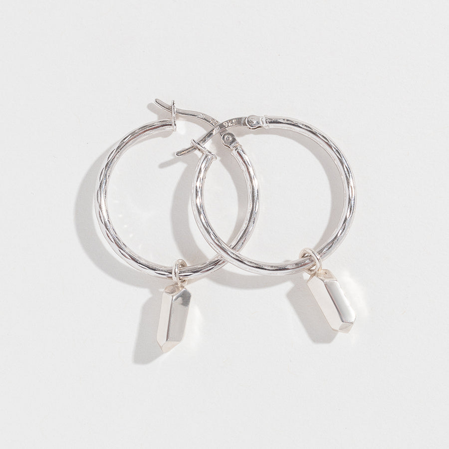 CRYSTAL POINT NUGGET HOOPS