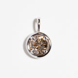 ROUND CUT CHAMPAGNE DIAMOND CHARM | 14K WHITE GOLD