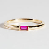BAGUETTE STACKER RING | 14K GOLD | RUBY