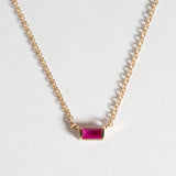 EAST WEST BAGUETTE NECKLACE | 14K GOLD & RUBY