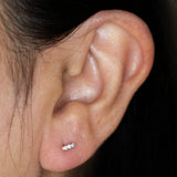 FRENCH SET 3-STONE BAR STUDS | 14K | NATURAL DIAMOND