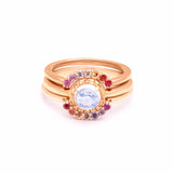 MATRIX HALO RAINBOW UNION (NO. 1) | 14K GOLD & MOONSTONE |  RAINBOW SAPPHIRES