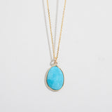 TURQUOISE BEZEL NECKLACE | 14K GOLD