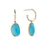 TURQUOISE BEZEL DROP EARRINGS | 14K GOLD
