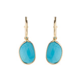 TURQUOISE BEZEL DROP EARRINGS | 14K GOLD
