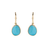 TURQUOISE BEZEL DROP EARRINGS | 14K GOLD