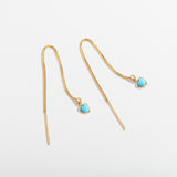 TURQUOISE HEART THREADER EARRINGS | 14K GOLD