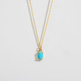 TURQUOISE PRONG NECKLACE | GOLD FILLED