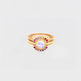 MATRIX HALO RAINBOW UNION (NO. 1) | 14K GOLD & MOONSTONE |  RAINBOW SAPPHIRES