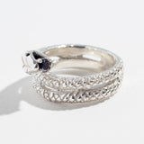 VINTAGE SNAKE RING | SILVER & BLACK DIAMOND