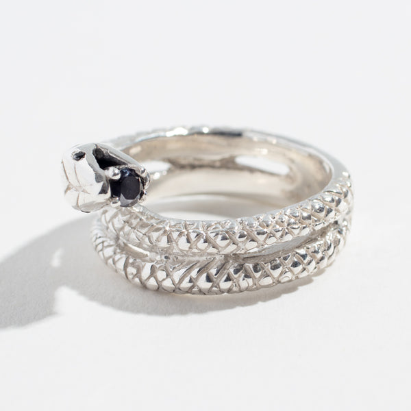 アクセサリー EPHEMERAL snake ring (with daiamond) VINTAGE SNAKE RING | BLACK DIAMOND – AngelaMonacojewelry