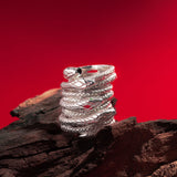 VINTAGE SNAKE RING | GARNET & SILVER