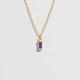 AMETHYST BAGUETTE STATION NECKLACE | 14K GOLD