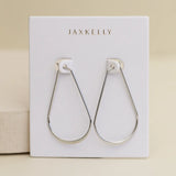 SILVER LONG OVAL HOOP EARRINGS
