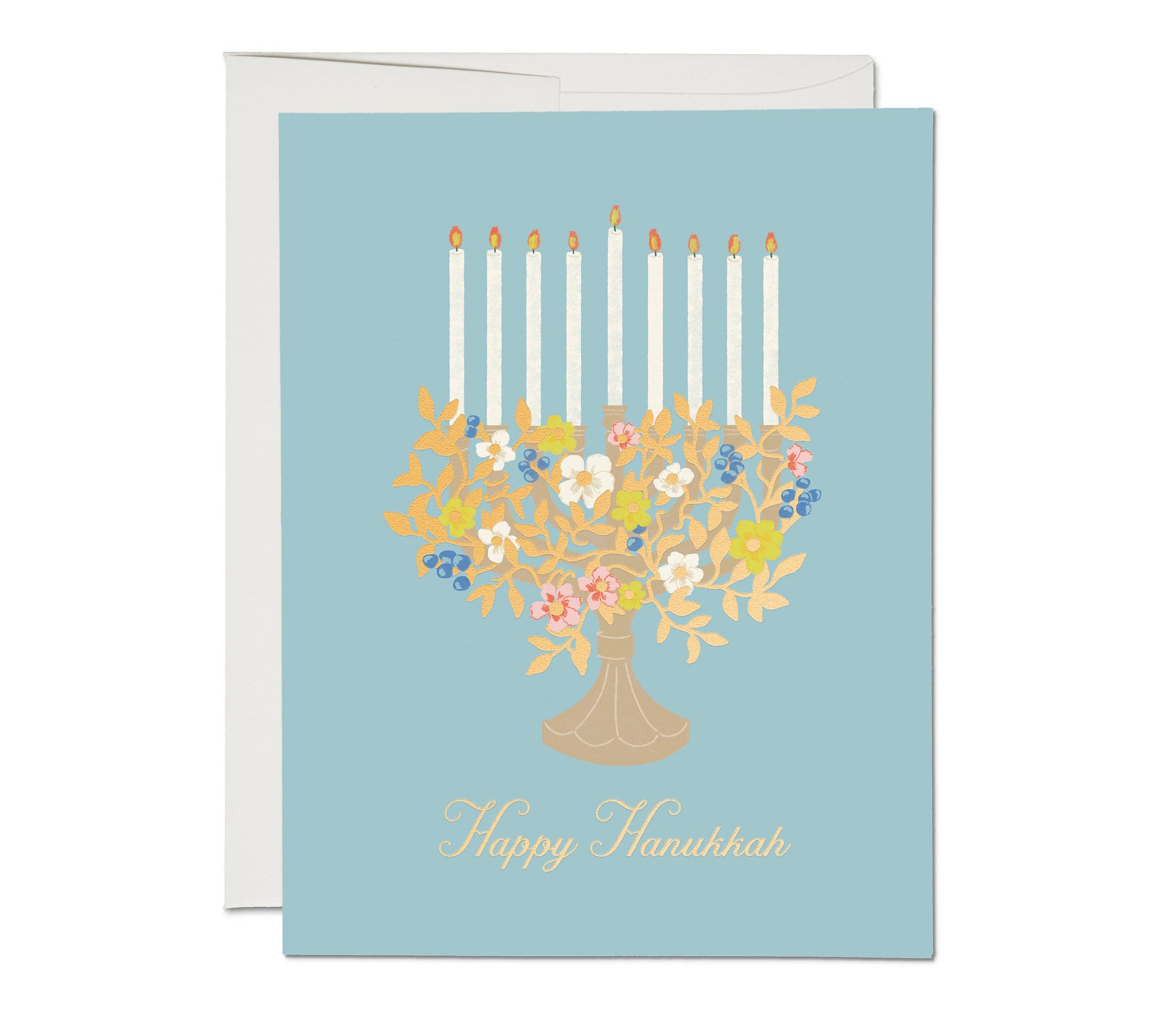 FLORAL MENORAH HOLIDAY GREETING CARDS