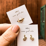 JaxKelly - Pave Stud - Snake - Gold Earrings